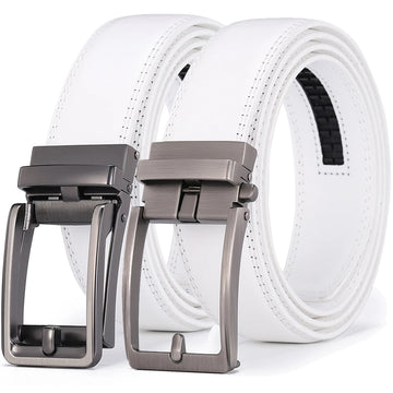 Luxury White Golf Belt for Men High Quality Leather 110-130 plus Size Designer Business