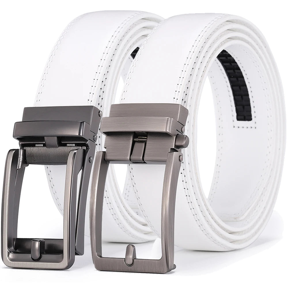 Luxury White Golf Belt for Men High Quality Leather 110-130 plus Size Designer Business