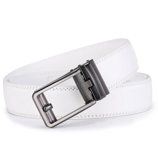 Luxury White Golf Belt for Men High Quality Leather 110-130 plus Size Designer Business