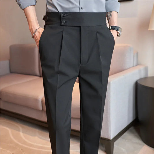 Men Pants Classic Men's Office Trousers Slim Fit High